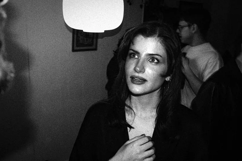 woman looking at light